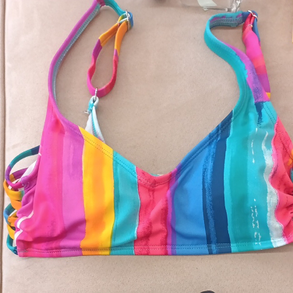 Colorful Striped Kids Swim Top